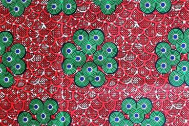 Preview: GREEN MINI CIRCLES Waxprint Stoff